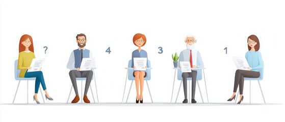 Flat Design of HR Teams Evaluating Resumes