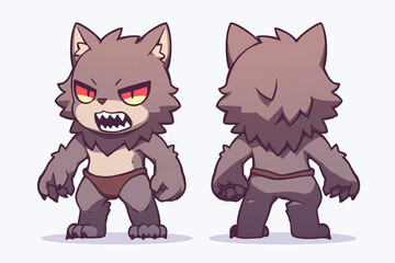 Naklejka premium Cute Anthropomorphic Wolf Character Design
