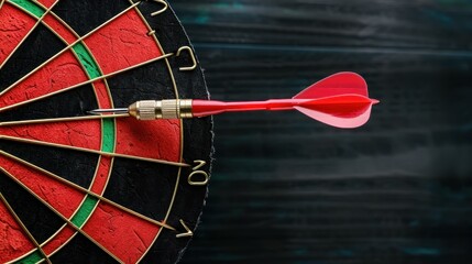 A dart hits the bullseye perfectly, symbolizing precision, focus, and the sweet taste of success in every throw.