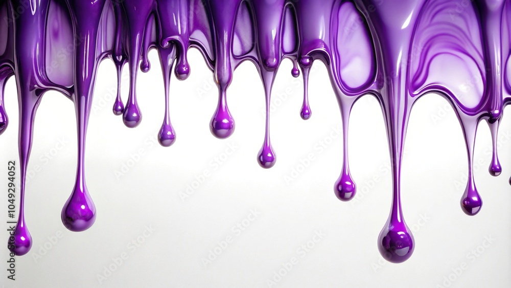 Poster abstract representation of slowly dripping purple liquid creating beautiful patterns on a pristine w