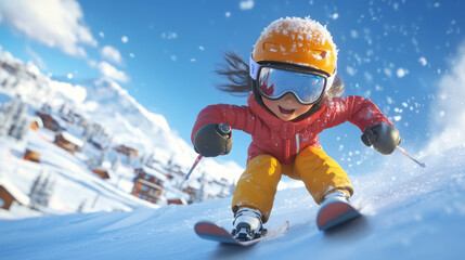 Ski enthusiasts on snow capped mountains in winter
