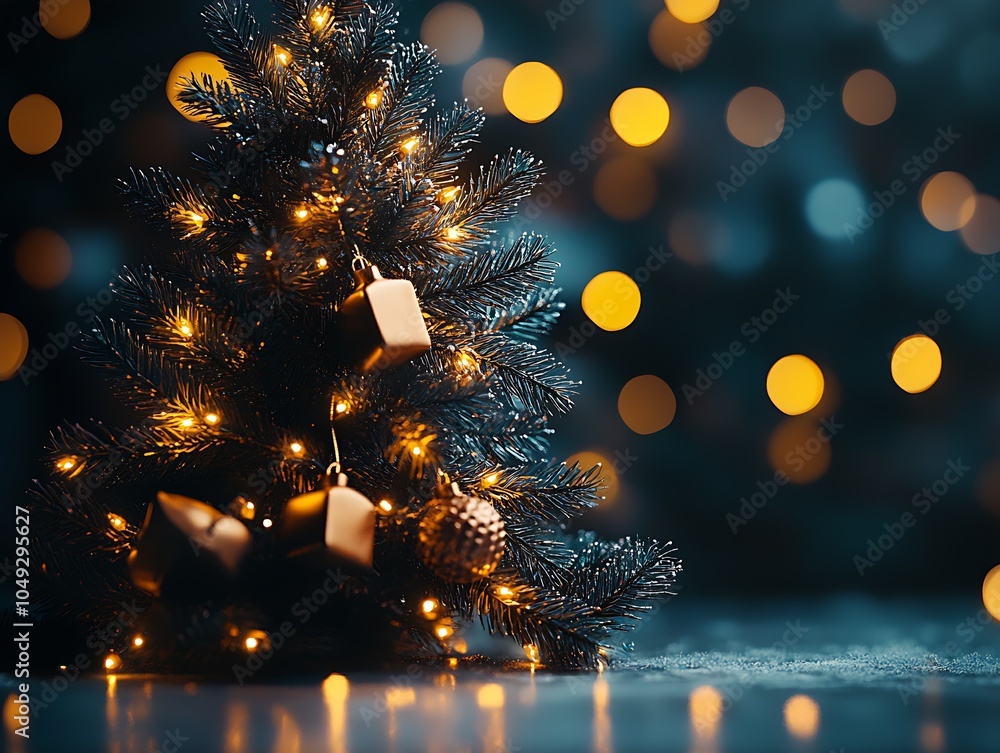 Poster enchanting glow christmas tree adorned with decorations and warm festive light : generative ai