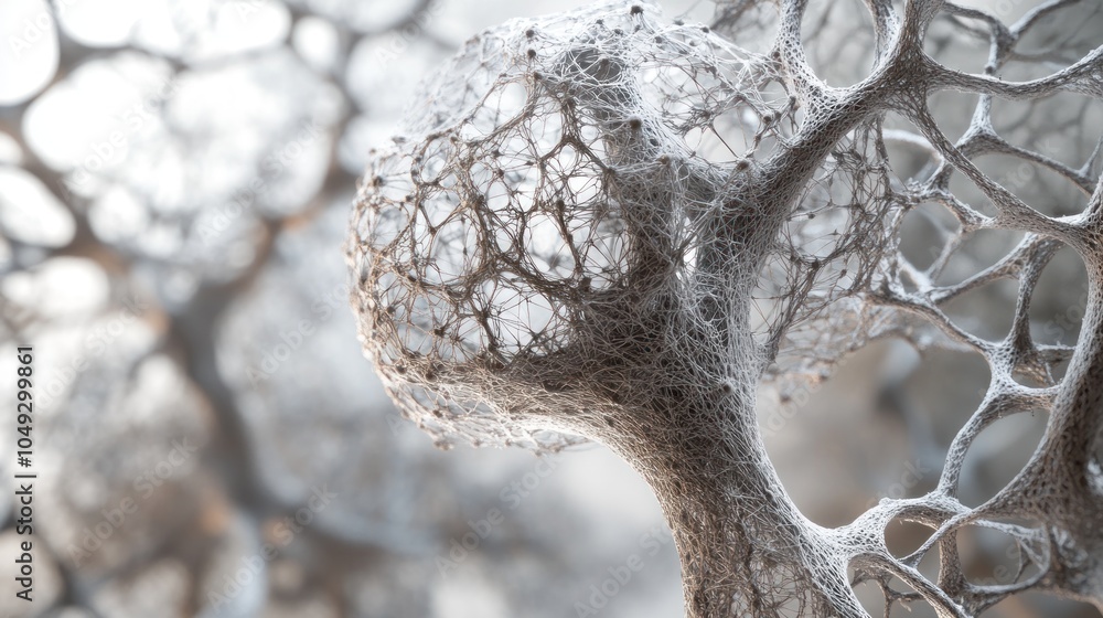 Poster abstract close-up of a delicate, intricate network resembling biological structures.