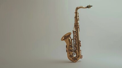 A Gold Tenor Saxophone Isolated Against a Gray Background