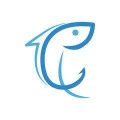 Fish Hook Logo Template Icon