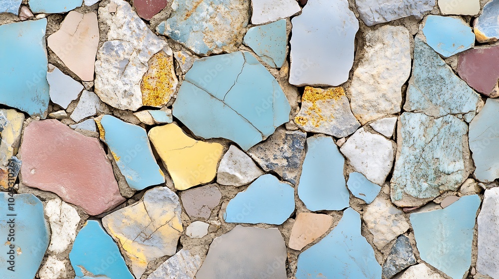 Poster Colorful Mosaic Tile Background with Irregular Geometric Patterns : Generative AI