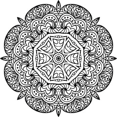 Mandala Coloring Pages Circular Pattern in Form of Mandala With Flower for Henna, Mehndi, Tattoo, Decoration Decorative Ornament in Ethnic Oriental Style.