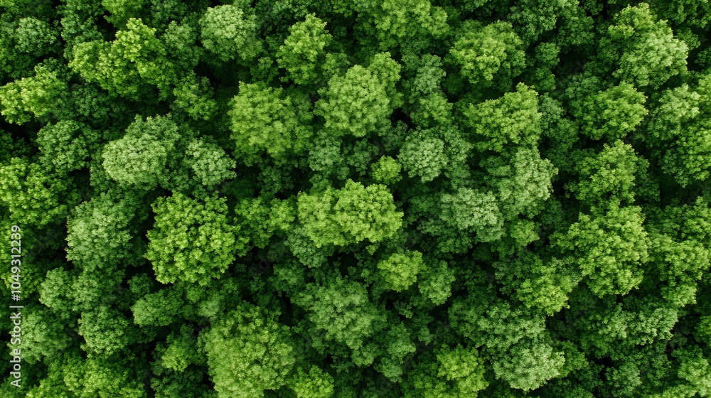 Poster Lush Green Forest Canopy Captured in Aerial View Revealing Dense Tree Coverage : Generative AI