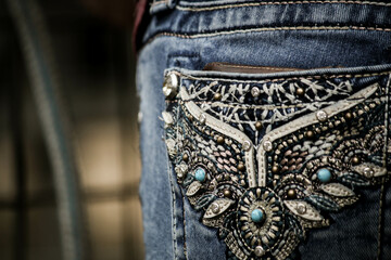blue jeans with diamonds