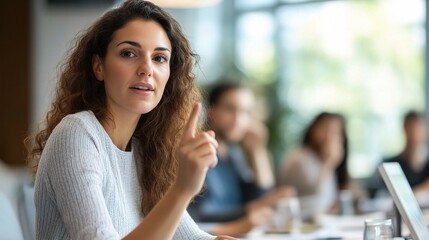 Businesswoman Leading Modern Conference Discussion