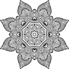 Mandala Flower Petals Circular Pattern in Form of Mandala With Flower for Henna, Mehndi, Tattoo, Decoration Decorative Ornament in Ethnic Oriental Style.
