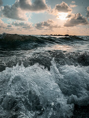 crashing waves on the beach