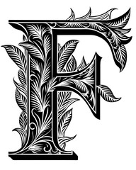 abstract floral font letter F