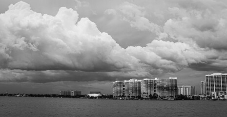 city skyline in the clouds