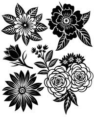 black and white flower