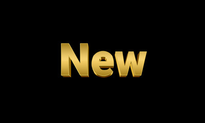 The word New with Gold and 3D effect