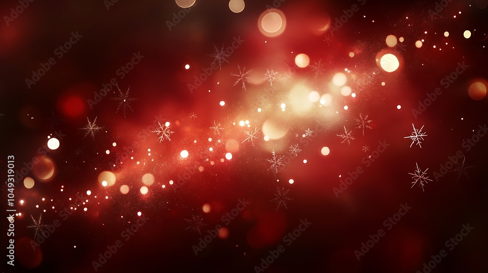 Poster christmas twinkling red and bokeh abstract background with glowing lights : generative ai