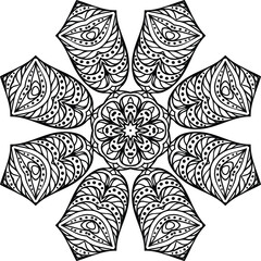 Mandala Line Art Easy Circular Pattern in the Form of a Mandala Decorative Ornament in Ethnic Oriental Style. © Mr.T