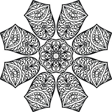 Mandala Line Art Easy Circular Pattern in the Form of a Mandala Decorative Ornament in Ethnic Oriental Style.