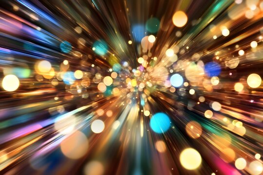 Dynamic Burst of Vivid Light Streaks and Bokeh Abstract Background Design : Generative AI