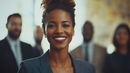 Obraz premium Confident Businesswoman Smiling with Her Team