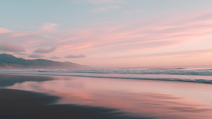 Fototapeta premium Tranquil Sunset Over a Serene Coastal Beach