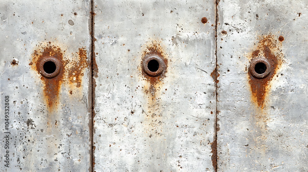 Poster weathered concrete surface with rust marks showing industrial aesthetic : generative ai