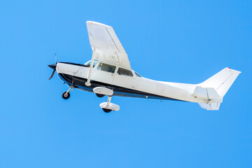 Aerial view of a small plane flying in Turkey