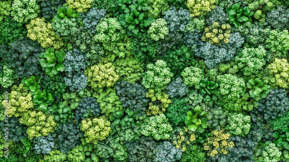 Poster lush green succulent plants forming a natural abstract pattern background : generative ai