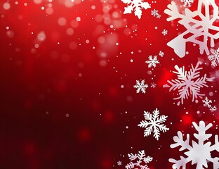 Festive Red Background with White Snowflakes for Christmas and Winter Celebrations : Generative AI