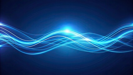 Abstract modern wallpaper with glowing wavy lines on blue background, rendering, abstract, modern, minimal, wallpaper
