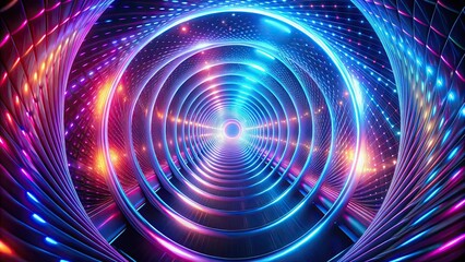 Abstract double helix technology spiral twist glowing neon tunnel background texture , technology, abstract