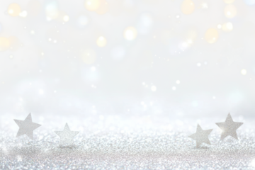 PNG White background with bokeh lights abstract design stars.