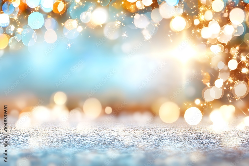 Poster vibrant festive abstract bokeh background with colorful golden lights : generative ai