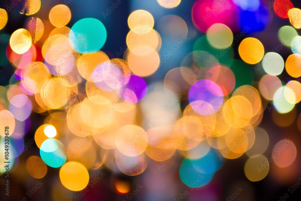 Poster vibrant holiday bokeh background with colorful festive lights : generative ai