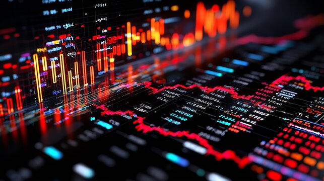 Financial Market Data Visualization with Red and Green Real Time Data Streams : Generative AI