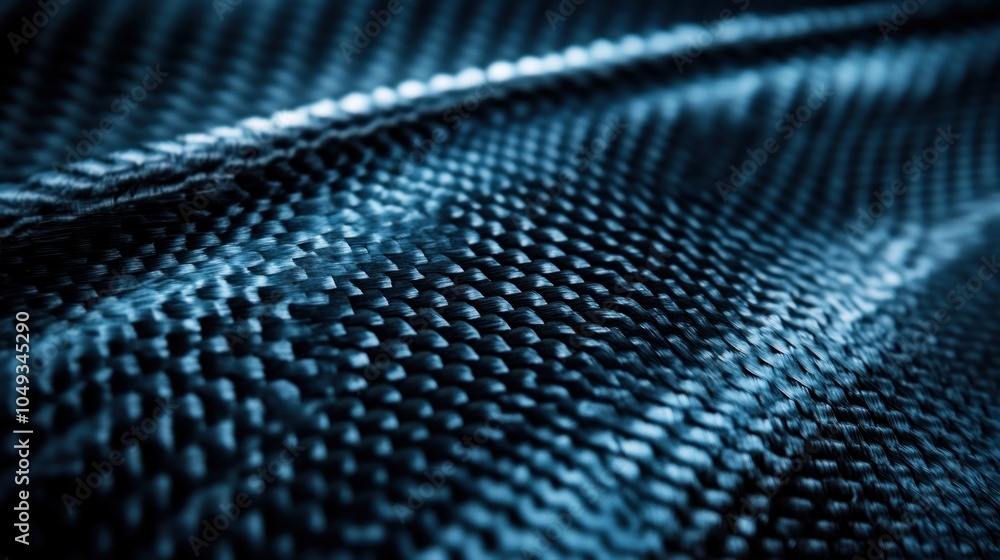 Poster close-up of textured fabric showcasing intricate patterns and a deep blue hue.