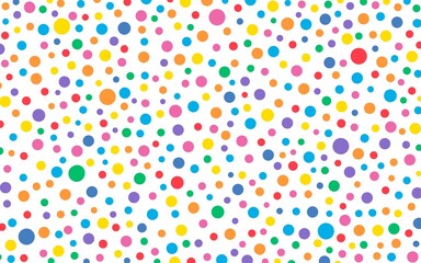 Simple organic and colorful dots on a white background. Ideal for packaging design, children related decor, fabrics, etc