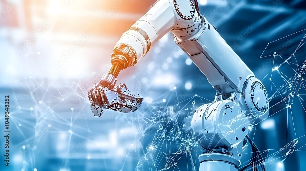 Poster advanced industrial robots meticulously assembling zinc coated automotive components in a modern hig