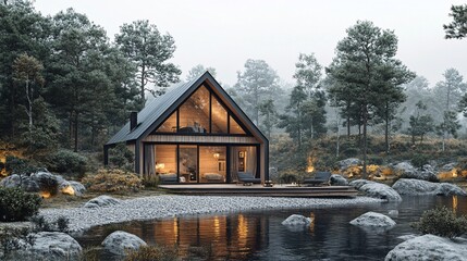 Modern Cabin with Sleek Design Near Tranquil Waters