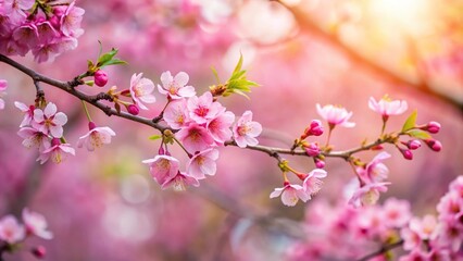 Obraz premium pink cherry blossom branches in spring