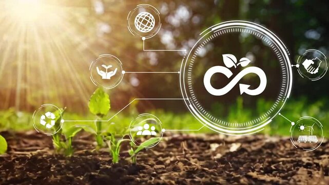 Circular economy concept for future business growth and environmental sustainability and reduce pollution for future business and environmentEliminate waste and pollution.Circulate products and materi