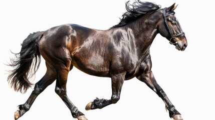 Obraz premium A Black Horse Galloping With Its Mane and Tail Flowing in the Wind
