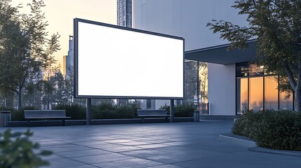Obraz premium Spacious digital billboard at dusk in urban area offers prime space for advertisements : Generative AI