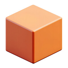 Orange 3D Geometric Cube on white and transparent background. PNG