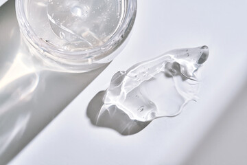 Texture of the gel in the jar. Hair gel or hyaluronic gel for the face.