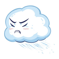 Fototapeta premium Cartoon illustration of an annoyed cloud with a grumpy expression