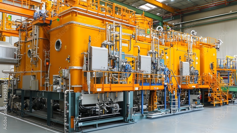 Aufkleber electrolytic cells used in a zinc refining facility part of the industrial manufacturing and process