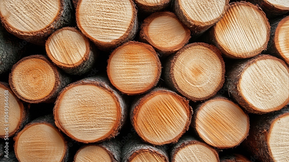 Poster closeup of freshly cut wooden log ends highlighting smooth textures and organic patterns : generativ