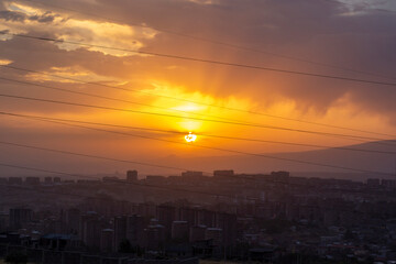 Fototapeta premium sunset over the city